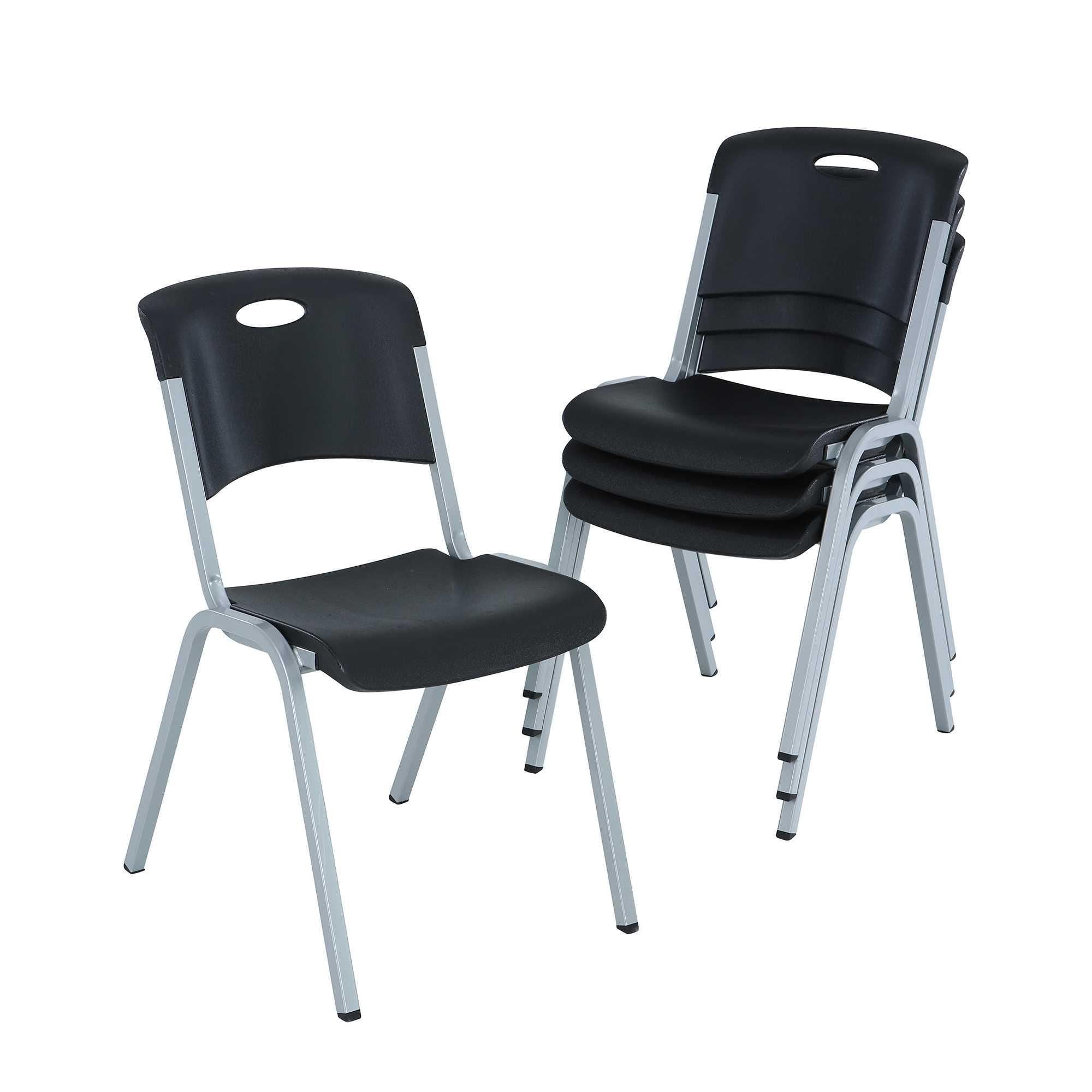 LIFETIME Chair, Stacking, Black, Silver 1 pc