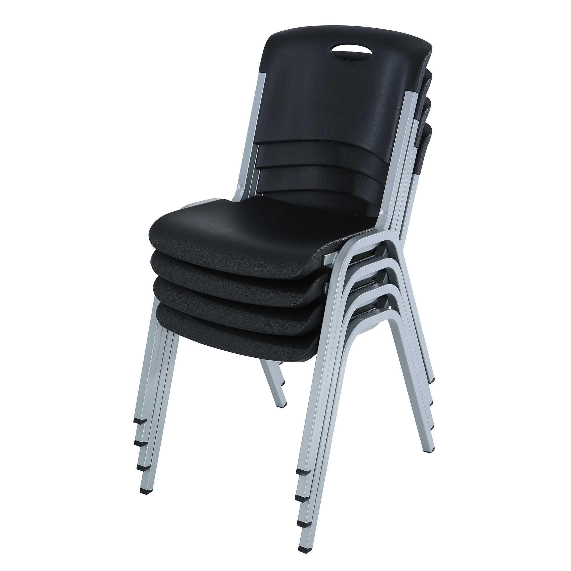 LIFETIME Chair, Stacking, Black, Silver 1 pc