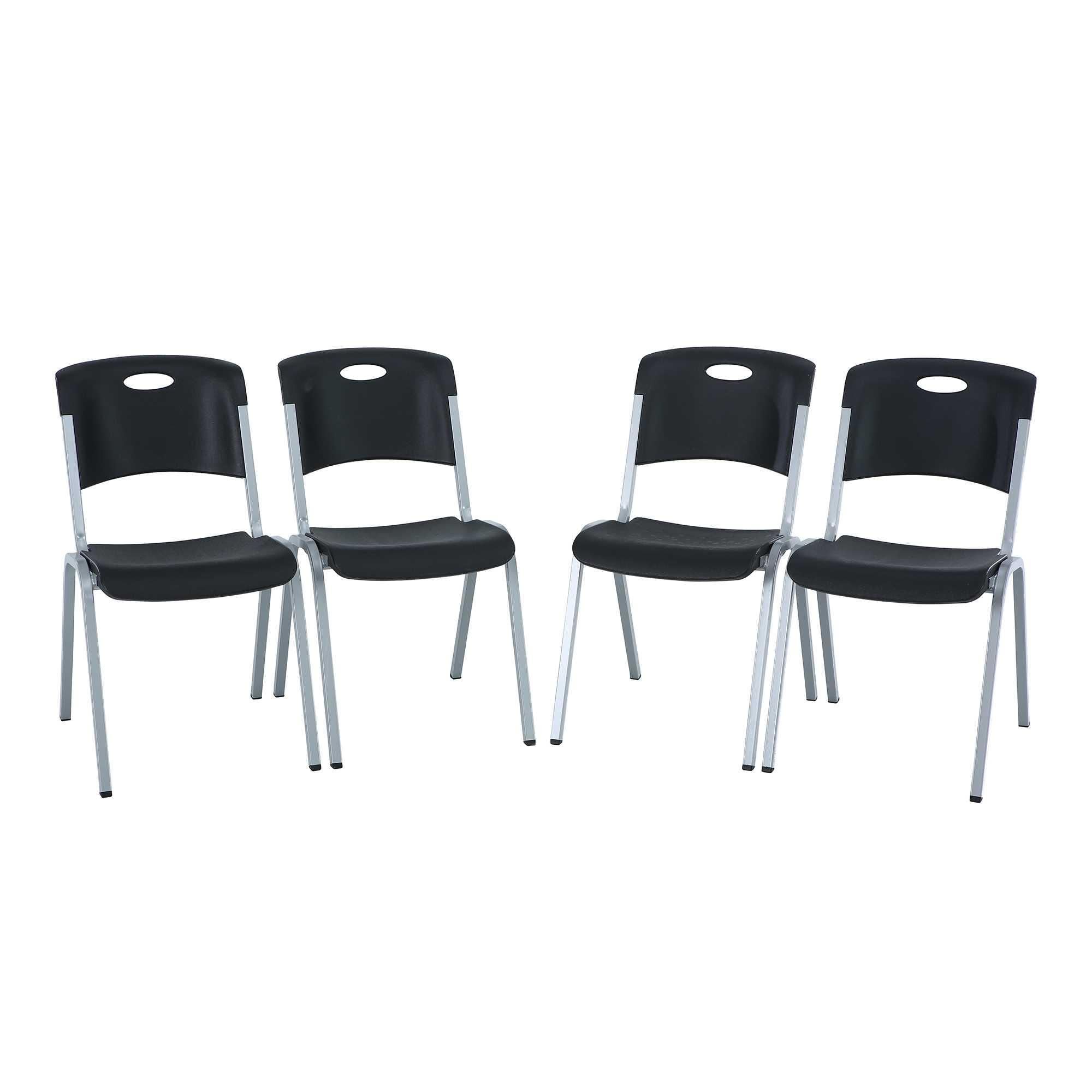 LIFETIME Chair, Stacking, Black, Silver 1 pc