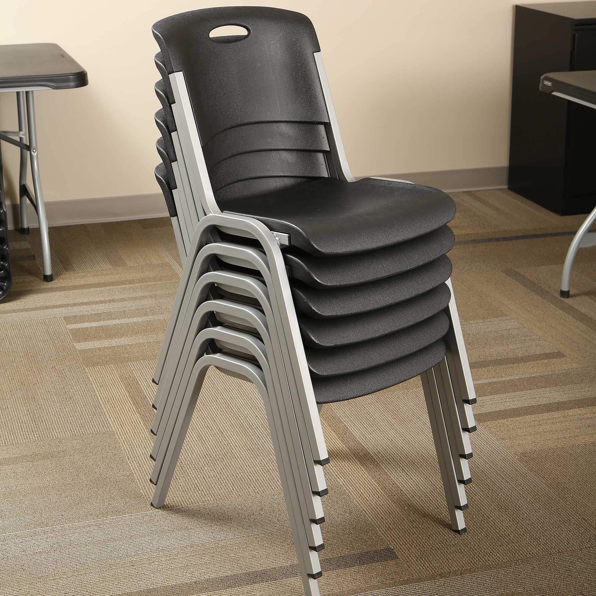 LIFETIME Chair, Stacking, Black, Silver 1 pc