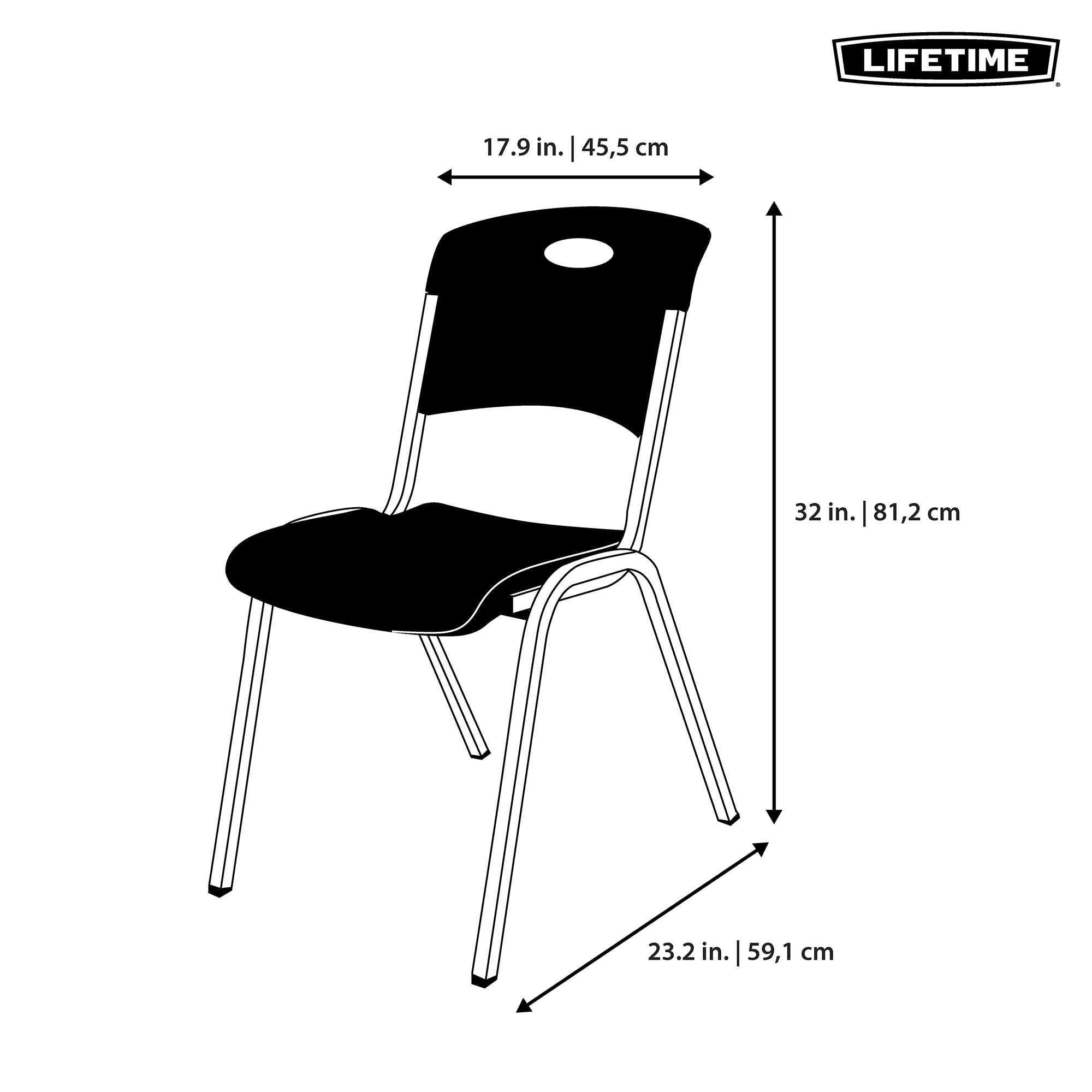LIFETIME Chair, Stacking, Black, Silver 1 pc