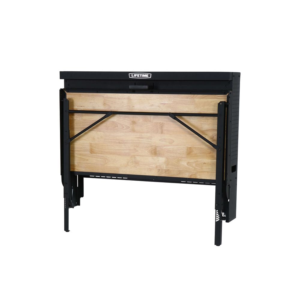 LIFETIME Wall Mounted Heavy Duty Work Table, 4', Wood Varnish
