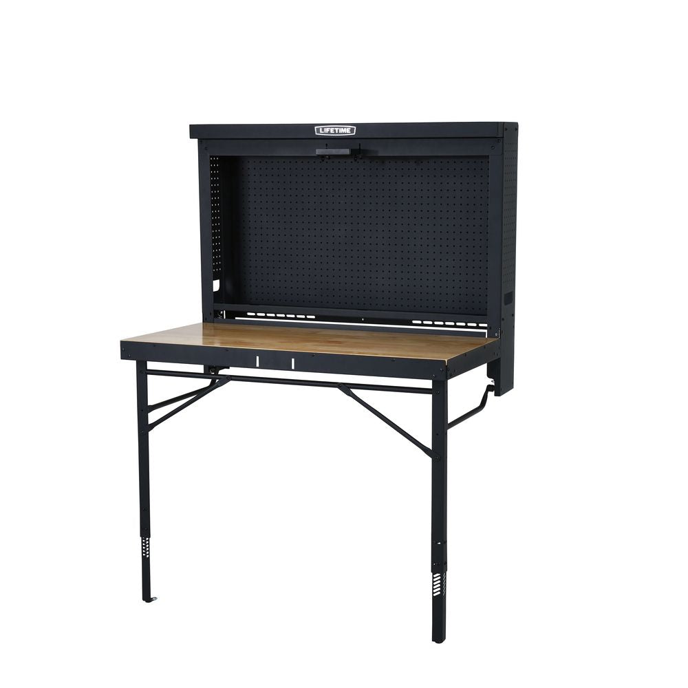 LIFETIME Wall Mounted Heavy Duty Work Table, 4', Wood Varnish