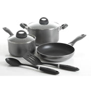 Oster Clairborne 7 Piece Aluminum Cookware Set W/ Kitchen Tools, Charcoal Grey with Bakelite handle