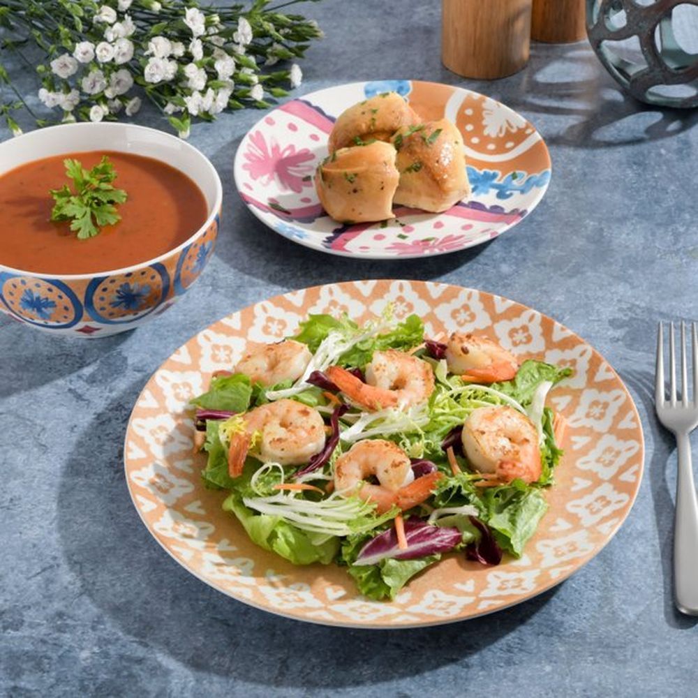 Tia Mowry 12 Piece Fine Ceramic Dinnerwware Set, Honey Gold