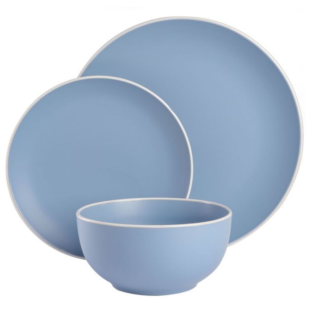 Tia Mowry 12 Piece Stoneware Dinnerware Set, Blue