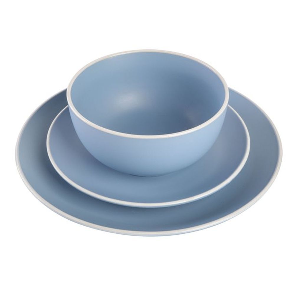 Tia Mowry 12 Piece Stoneware Dinnerware Set, Blue