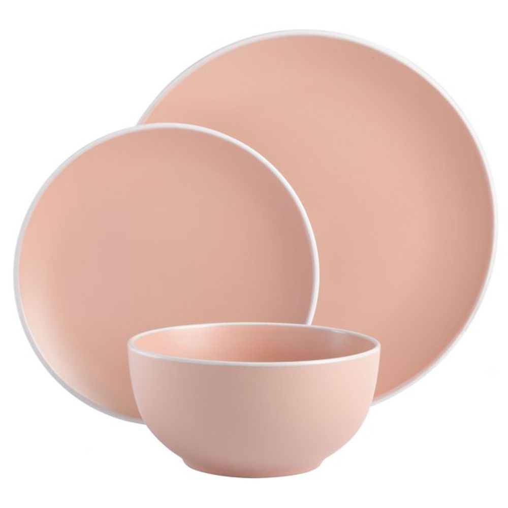 Tia Mowry 12 Piece Stoneware Dinnerware Set, Coral