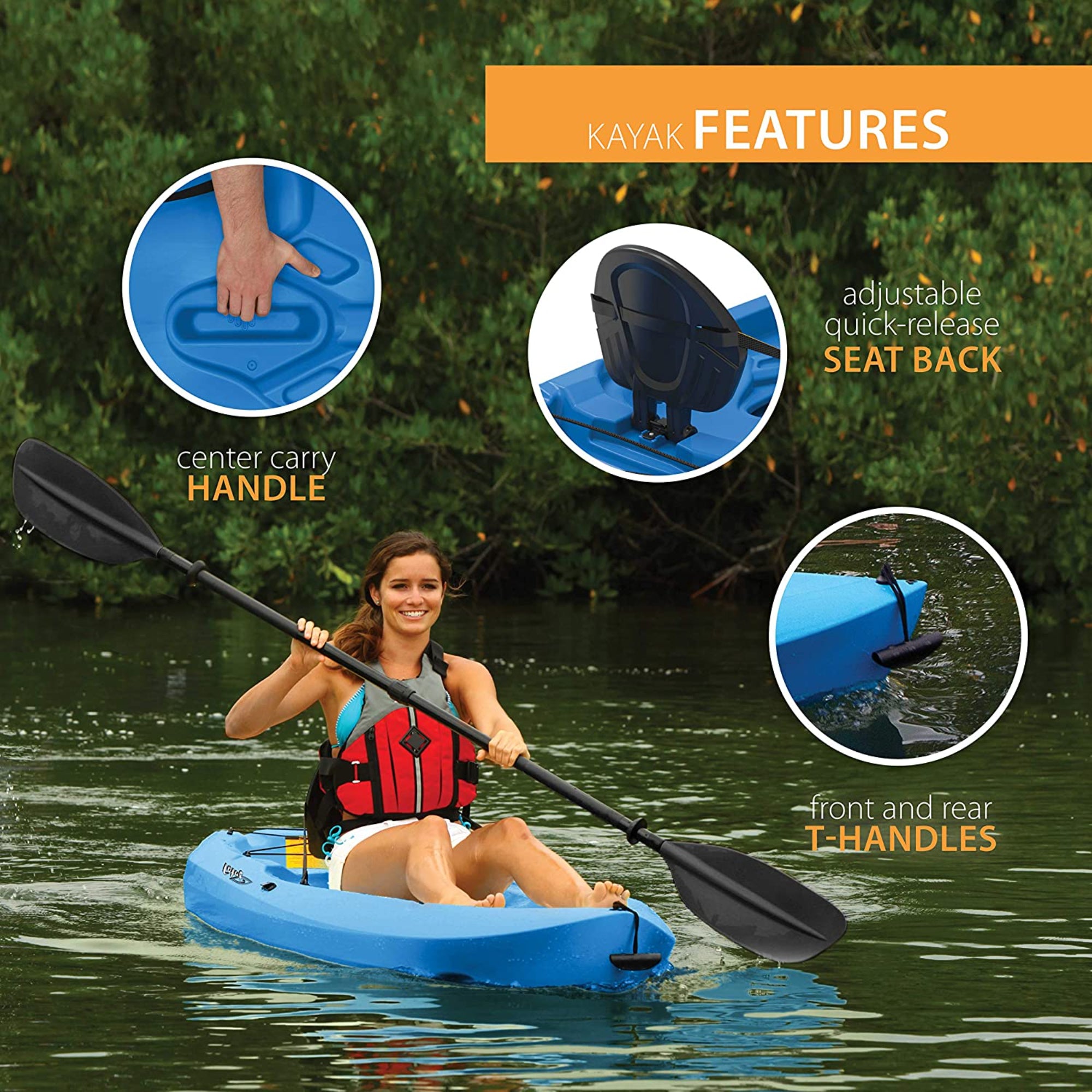 LIFETIME Lotus 96" Sit-On Kayak with Paddle, Blue