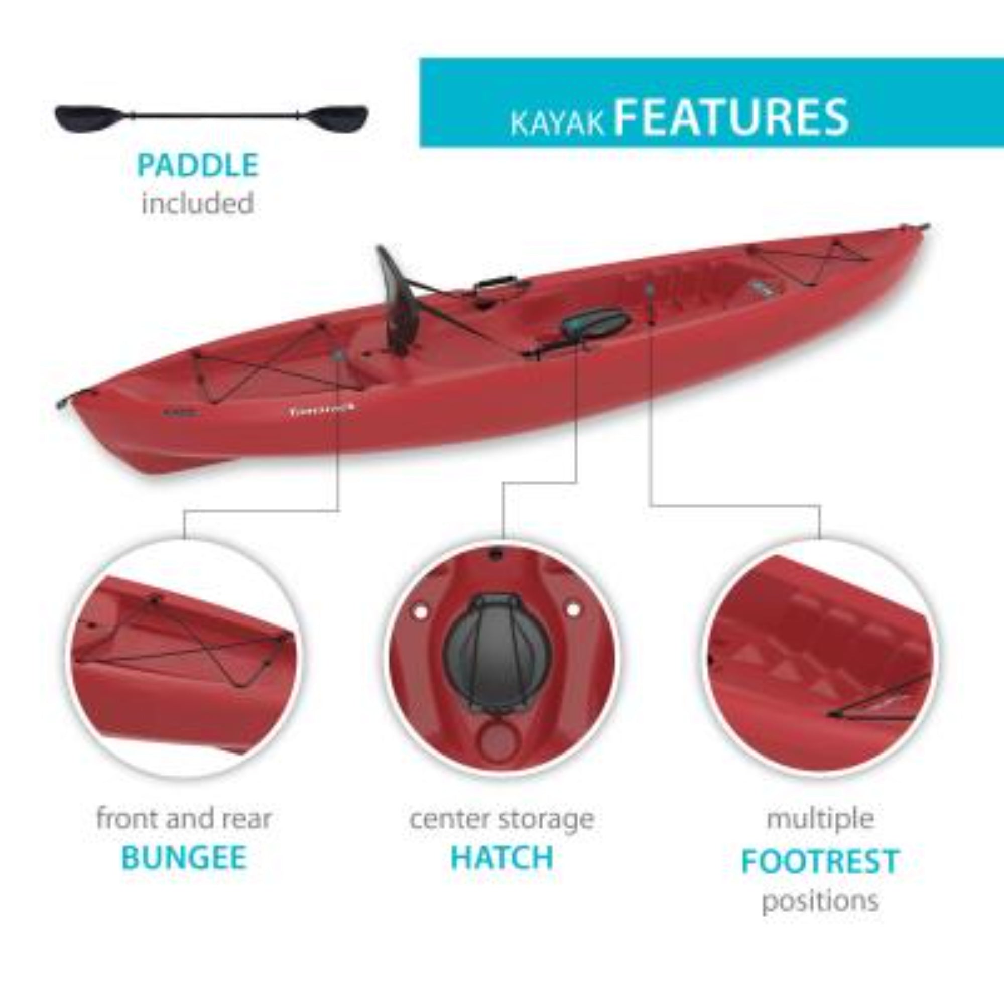 LIFETIME Tamarack 120" SOT Kayak with Paddle, Red