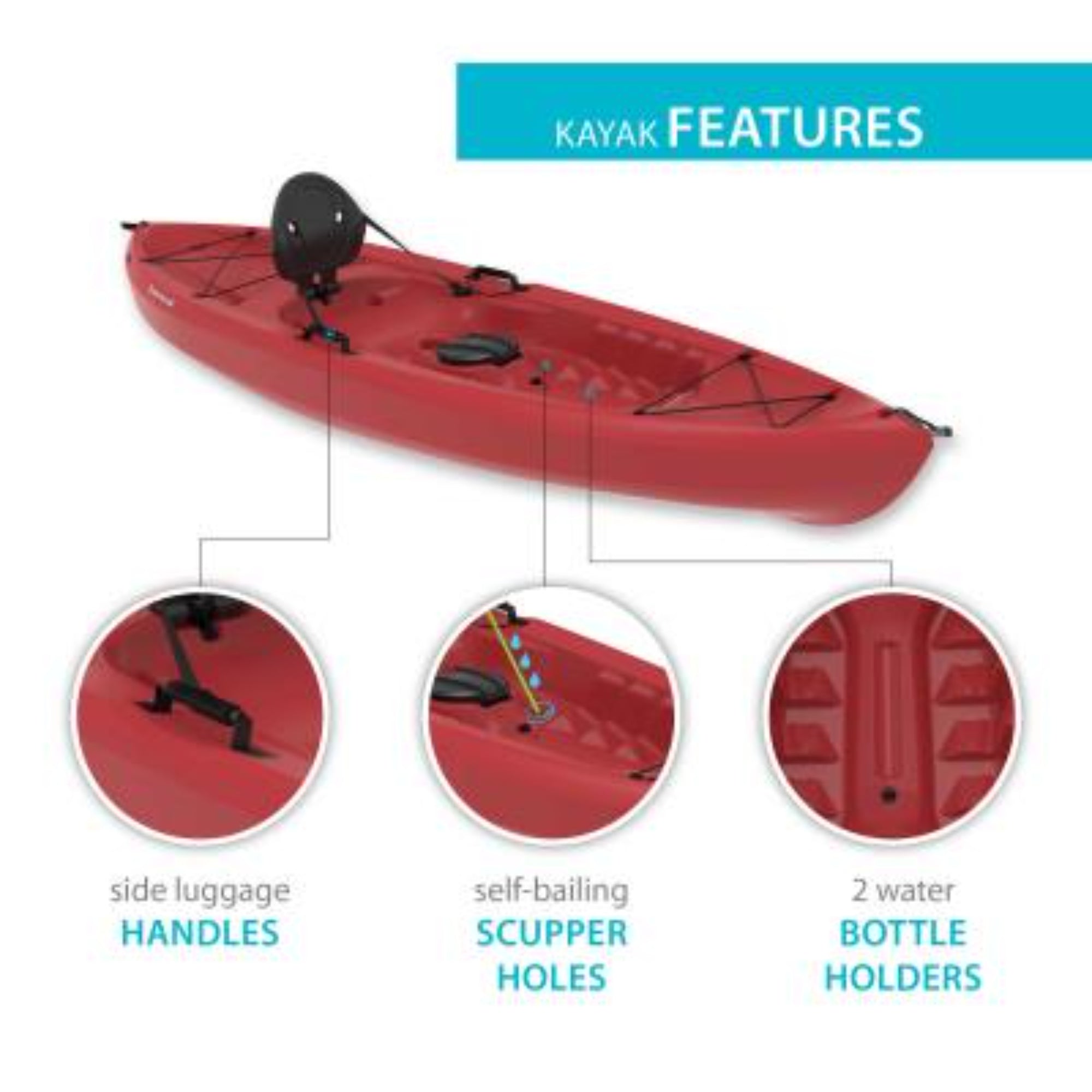 LIFETIME Tamarack 120" SOT Kayak with Paddle, Red