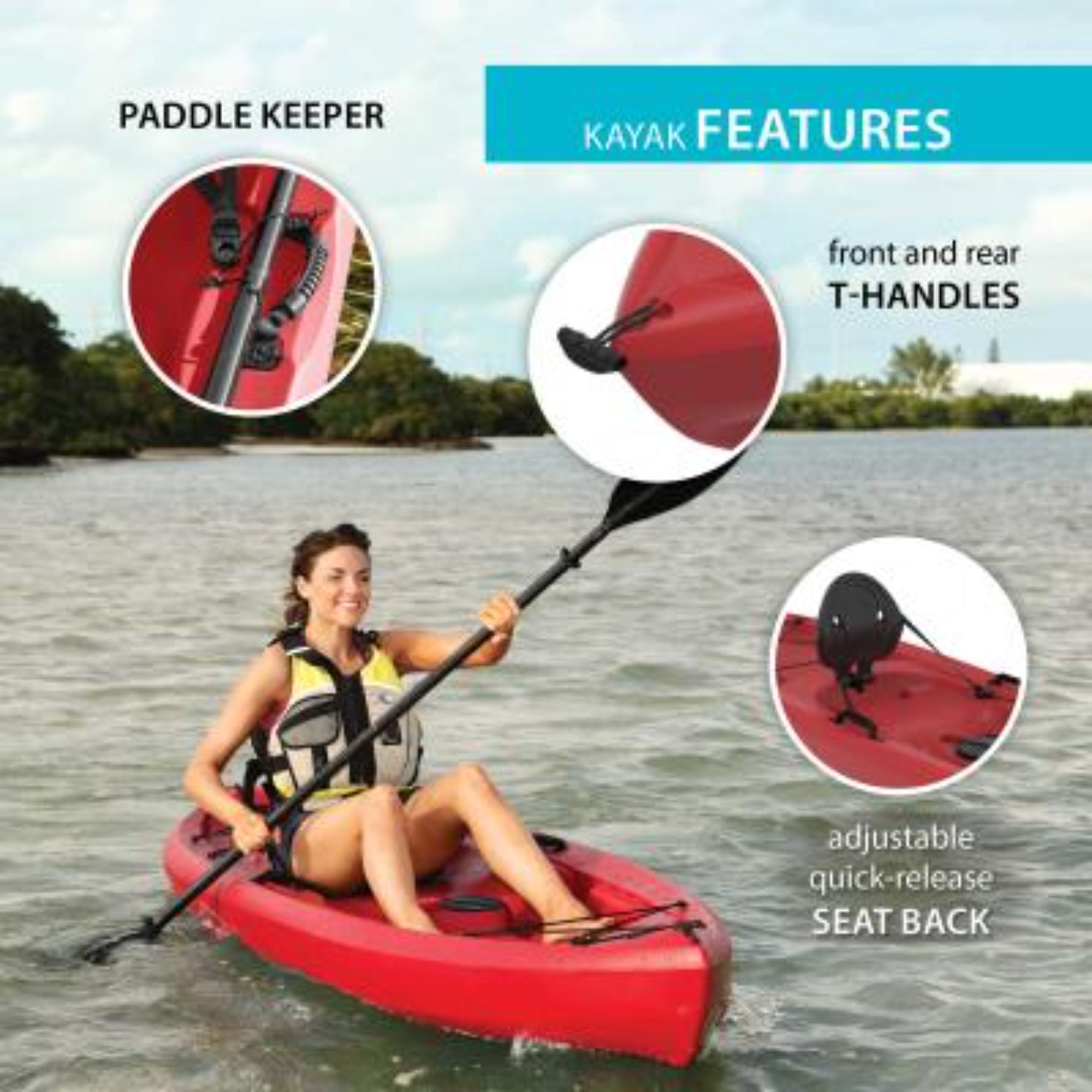 LIFETIME Tamarack 120" SOT Kayak with Paddle, Red