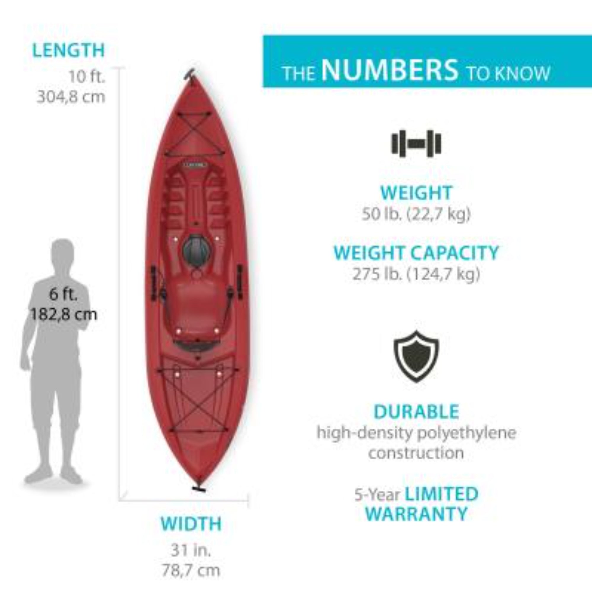 LIFETIME Tamarack 120" SOT Kayak with Paddle, Red