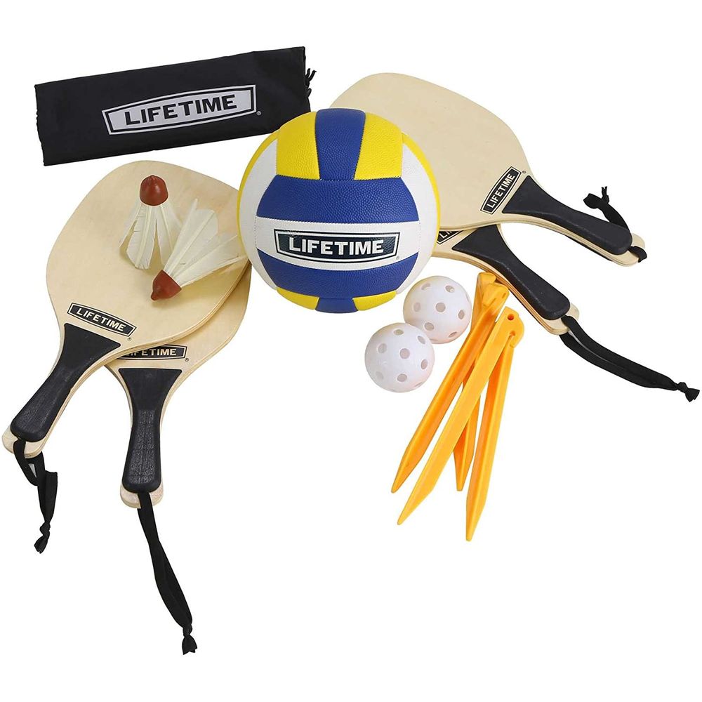LIFETIME 3 Sport Outdoor Game Set, With Volleyball Net, Badminton, and Paddleball