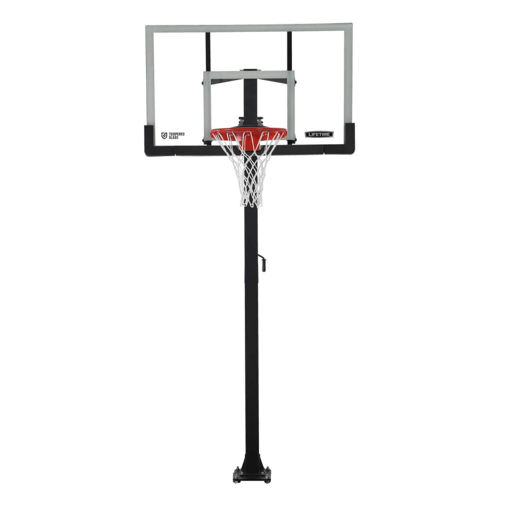 Lifetime Adjustable Bolt Down Basketball Hoop (60-Inch Tempered Glass)