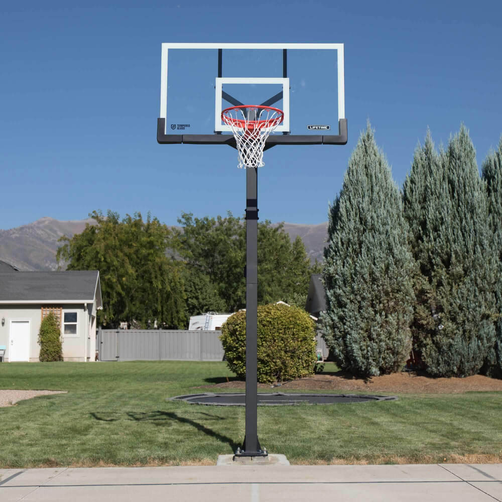 Lifetime Adjustable Bolt Down Basketball Hoop (60-Inch Tempered Glass)