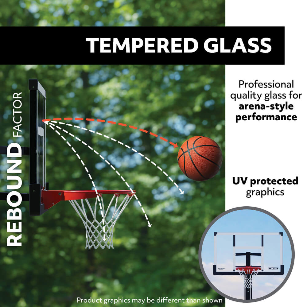 Lifetime Adjustable Bolt Down Basketball Hoop (60-Inch Tempered Glass)