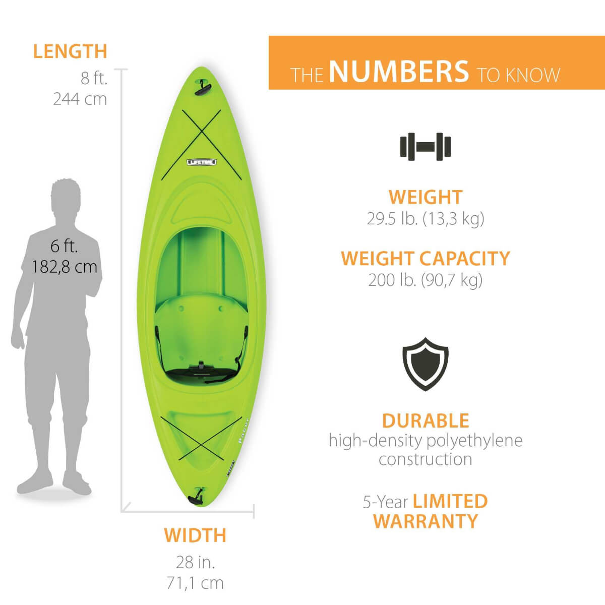 Lifetime Pacer 80 Kayak (Paddle Included)