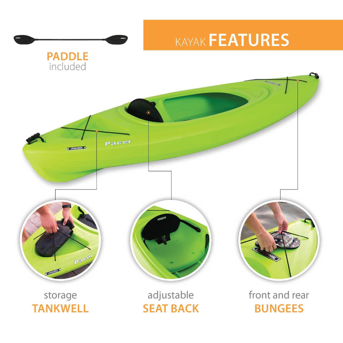 Lifetime Pacer 80 Kayak (Paddle Included)