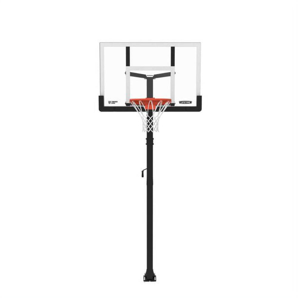 Lifetime 50-Inch Tempered Glass Crank Adjust Bolt Down Basketball System