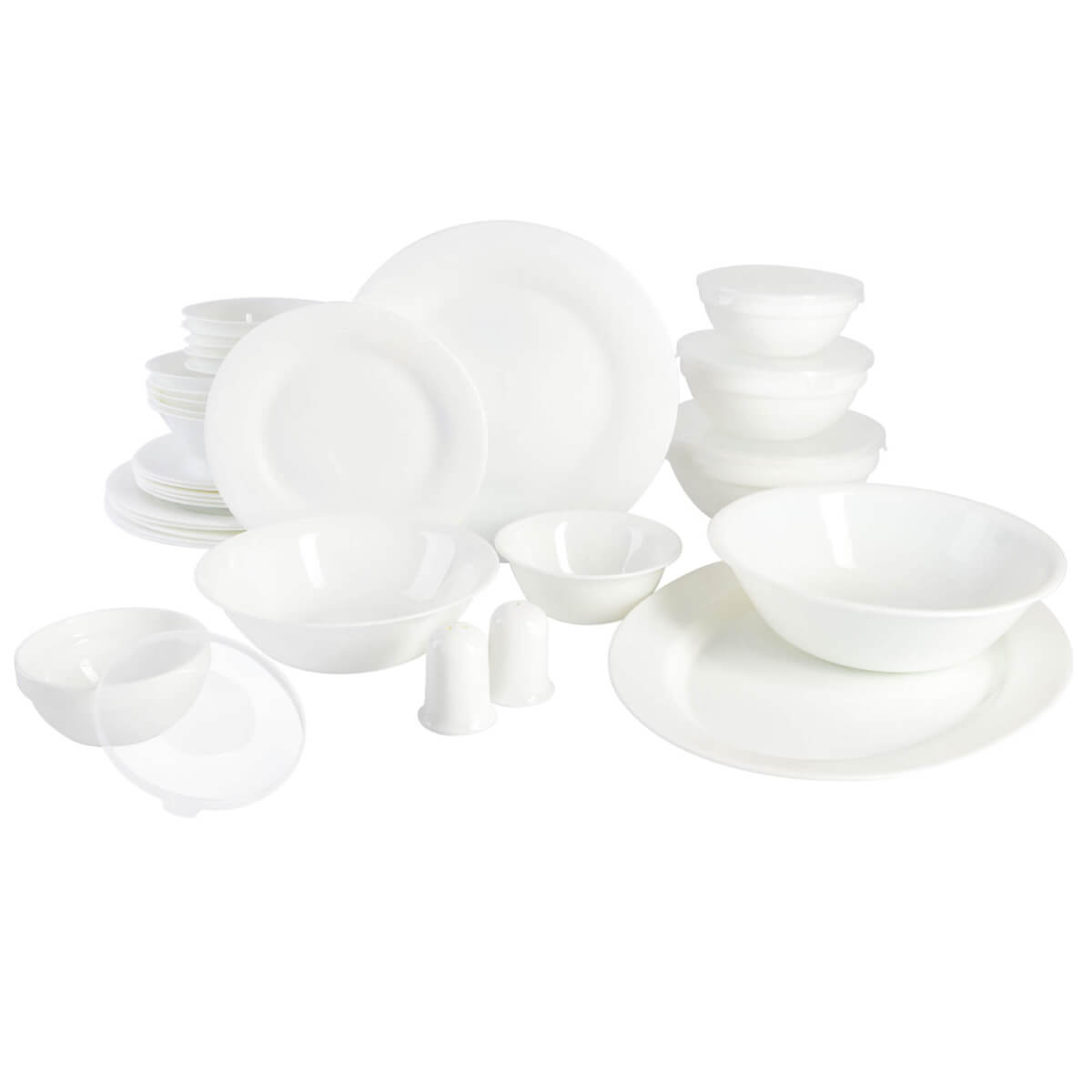 Gibson Ultra White Shadow 36 Piece Dinnerware Combo Set, Service for 6