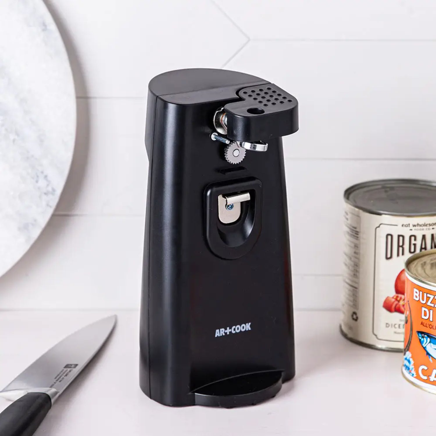 Art+Cook 3-in-1 Can & Bottle Opener and Knife Sharpener, White