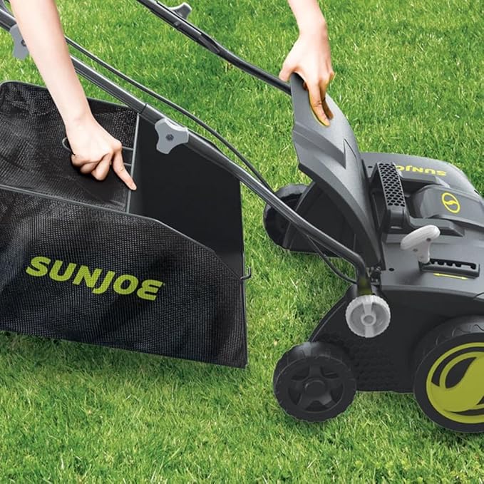 Sun Joe AJ808E Electric Lawn Dethatcher + Scarifier with Collection Bag | 15-inch + 15-Amp