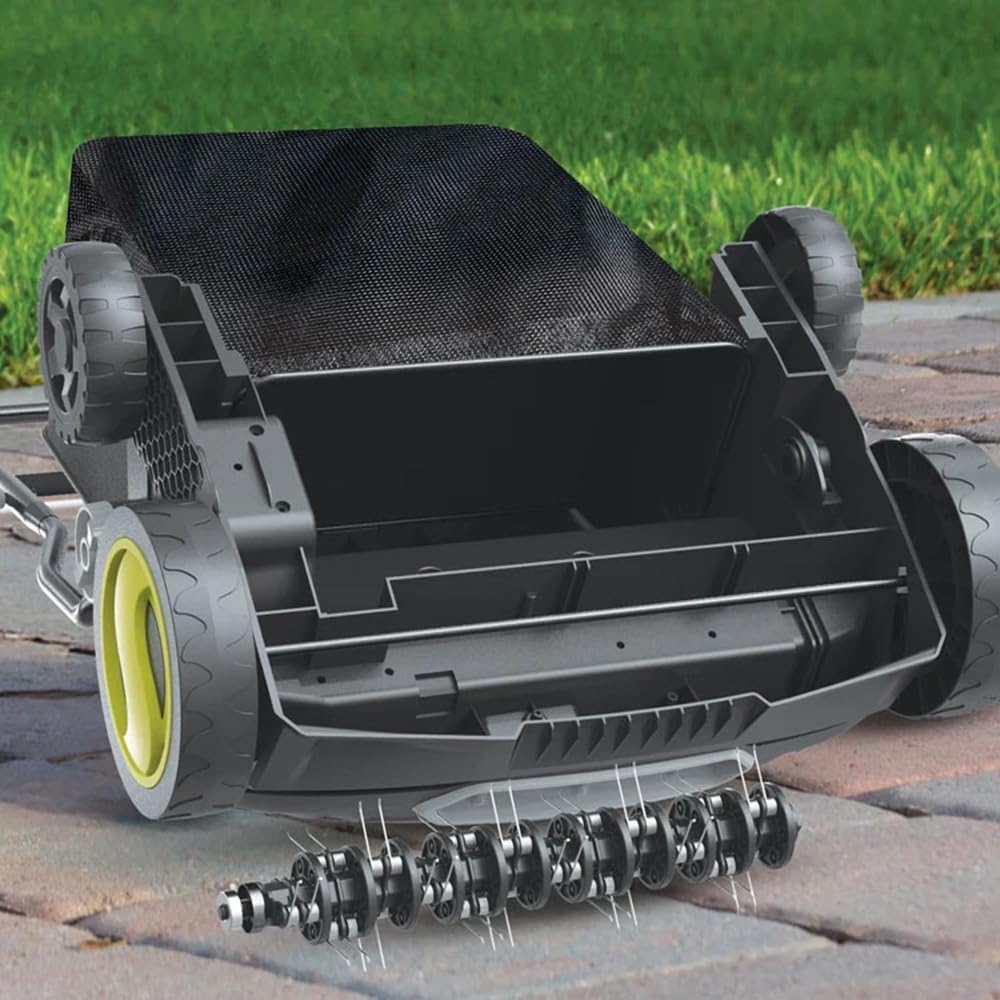 Sun Joe AJ808E Electric Lawn Dethatcher + Scarifier with Collection Bag | 15-inch + 15-Amp