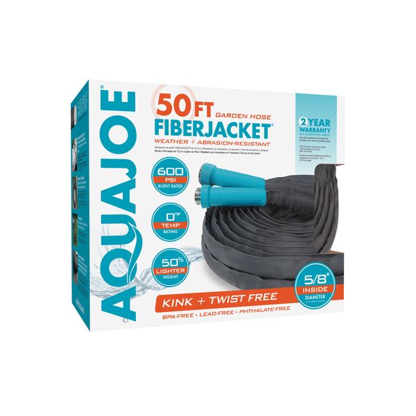 Sun Joe Aqua Joe 50-Ft X 5/8-Inch Fiberjacket Hose W/Alum. Fittings, H.D. Coupling