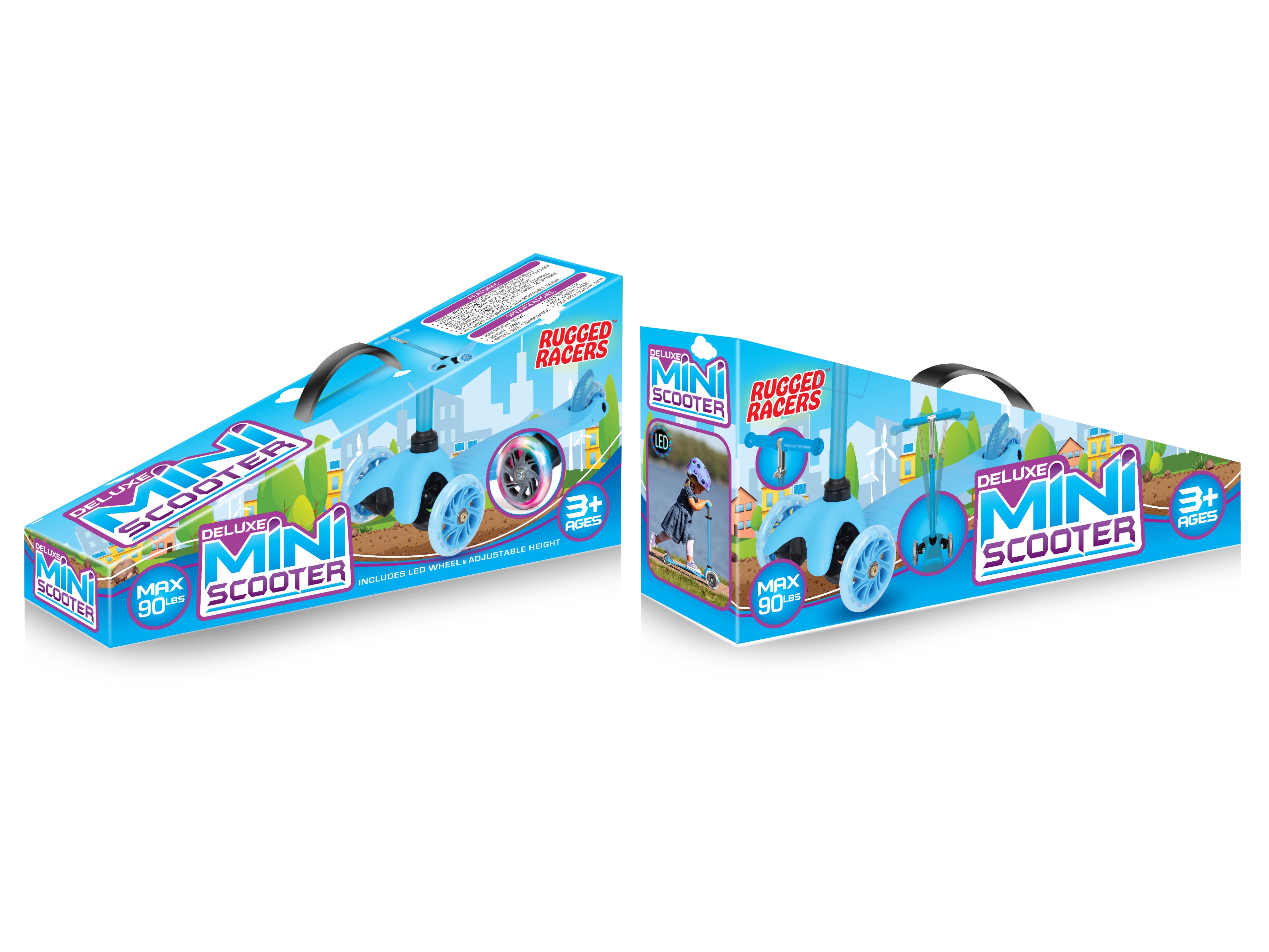 Rugged Racers Kids Scooter with Adjustable Height and LED Wheels