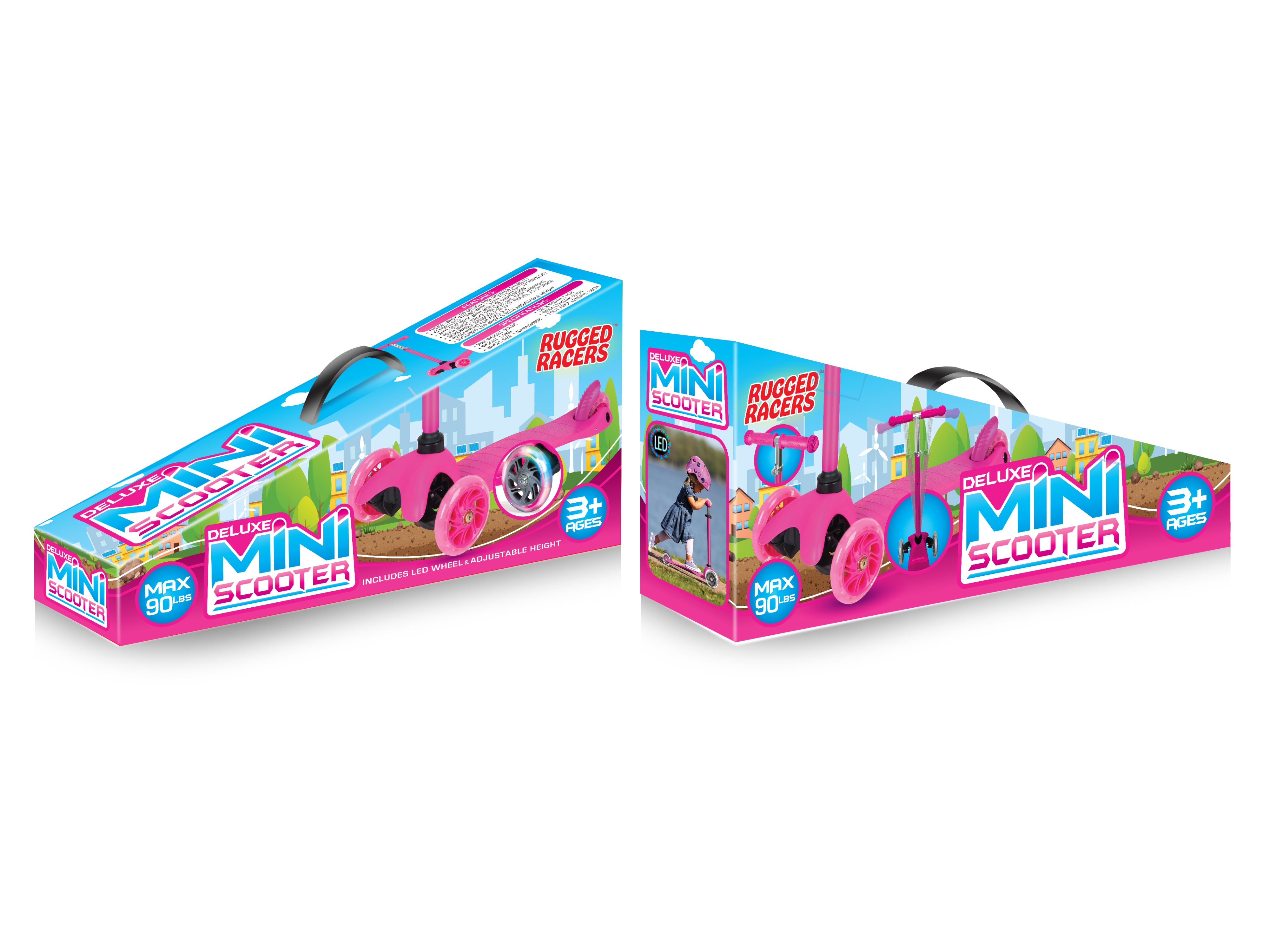 Rugged Racer Mini Scooter with Adjustable Height and LED Wheels