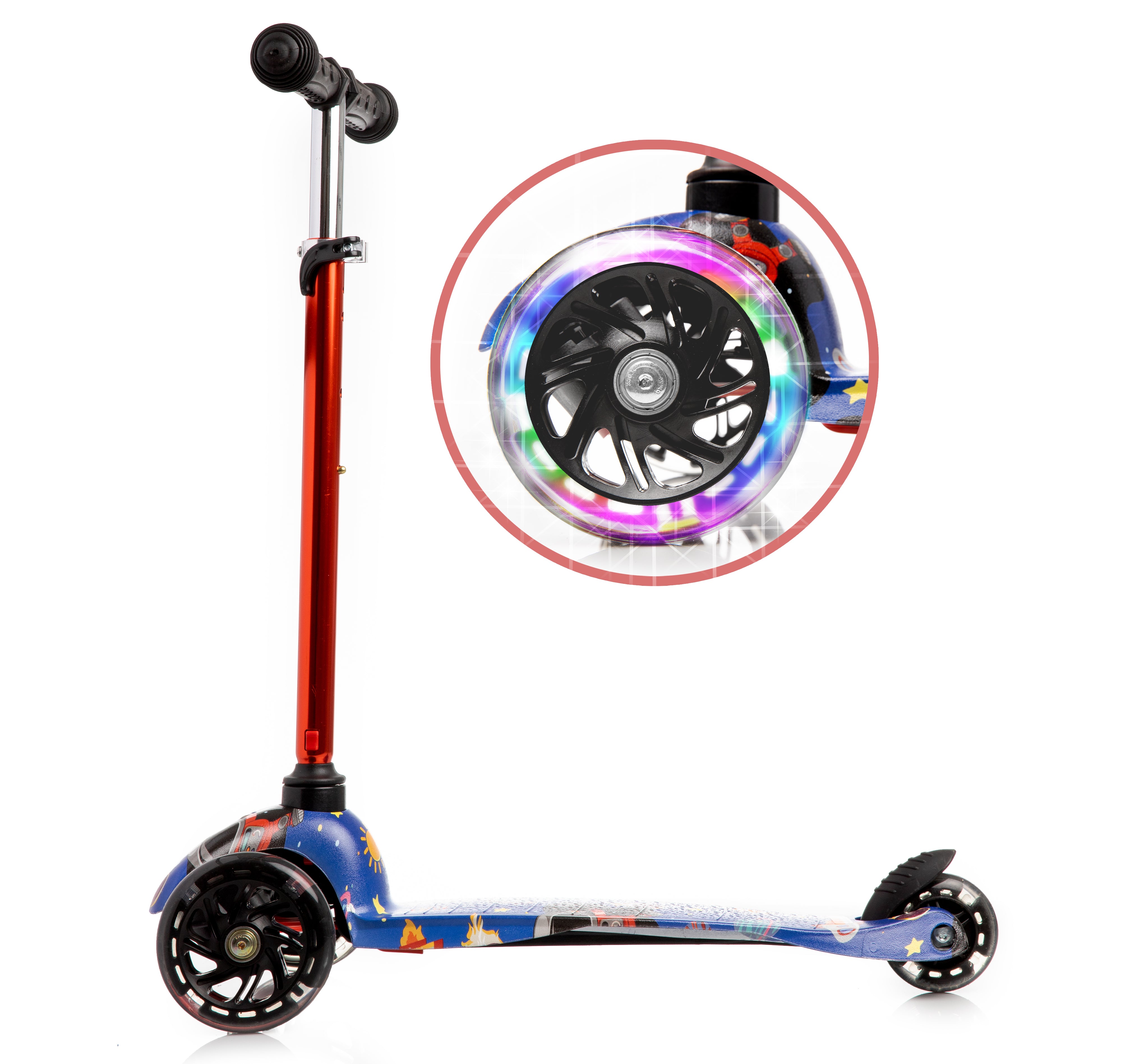 Rugged Racers Kids Scooter With Spaceship Print Design