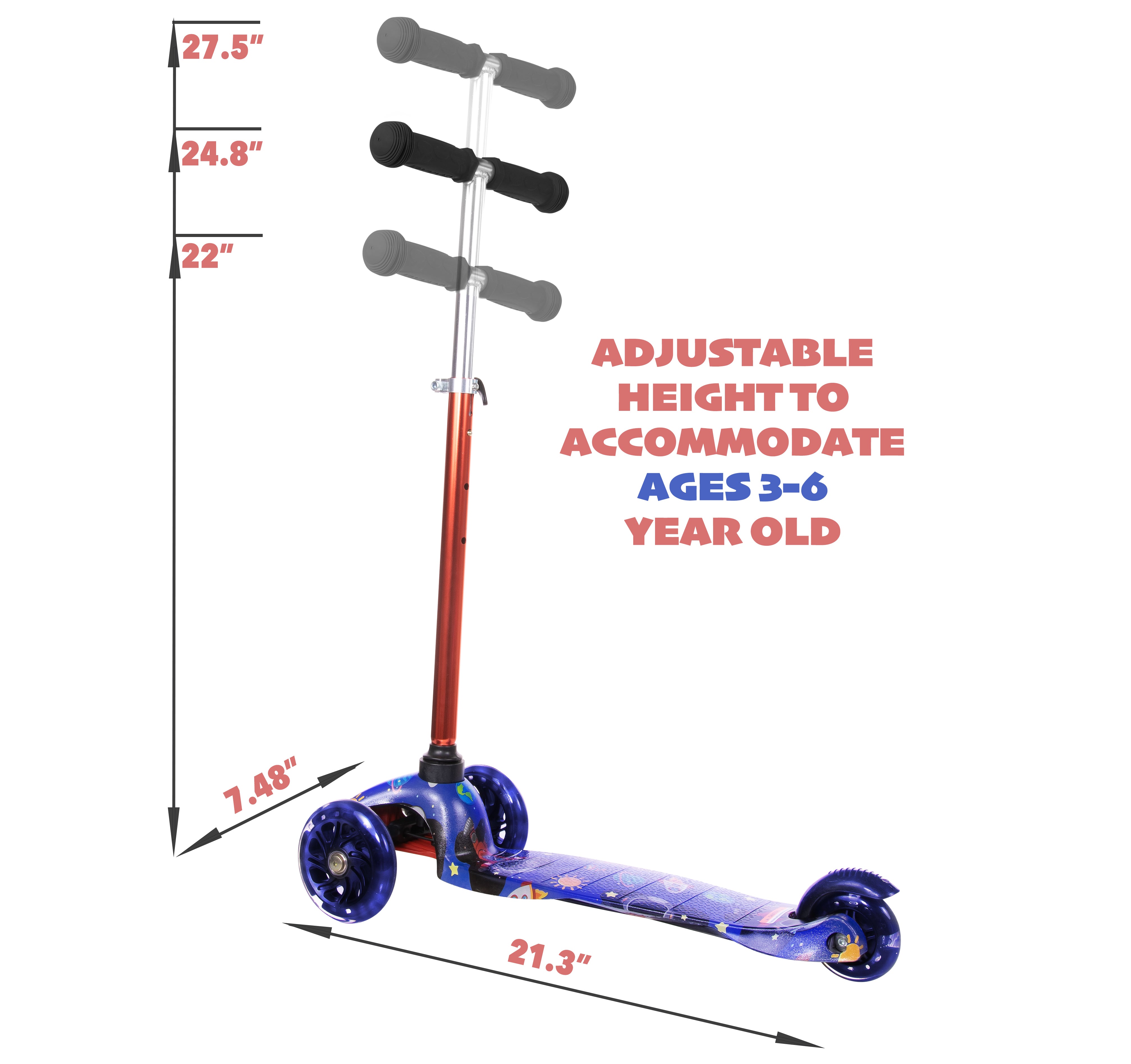 Rugged Racers Kids Scooter With Spaceship Print Design