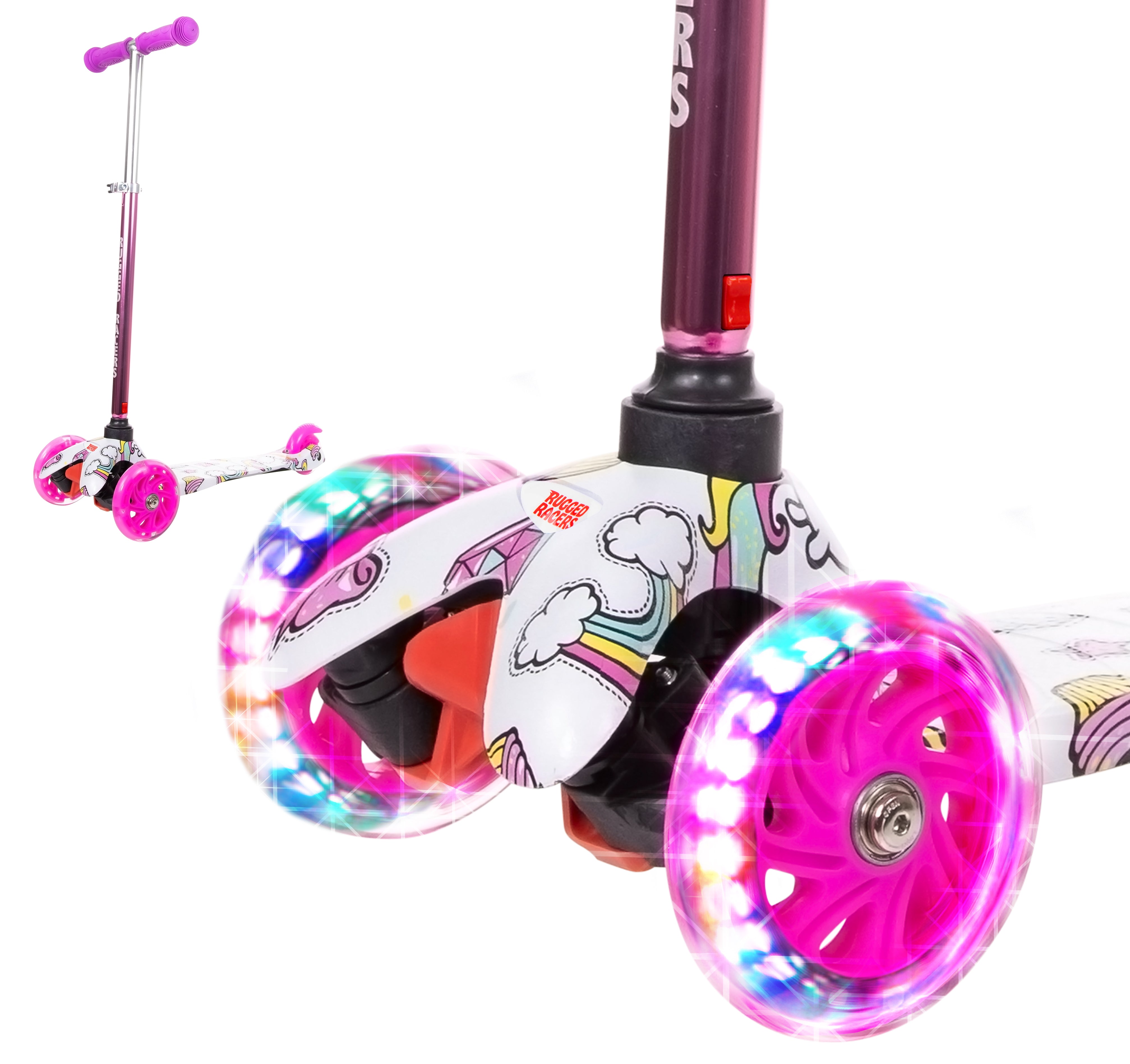 Rugged Racers Kids Scooter With Unicorn Print Design