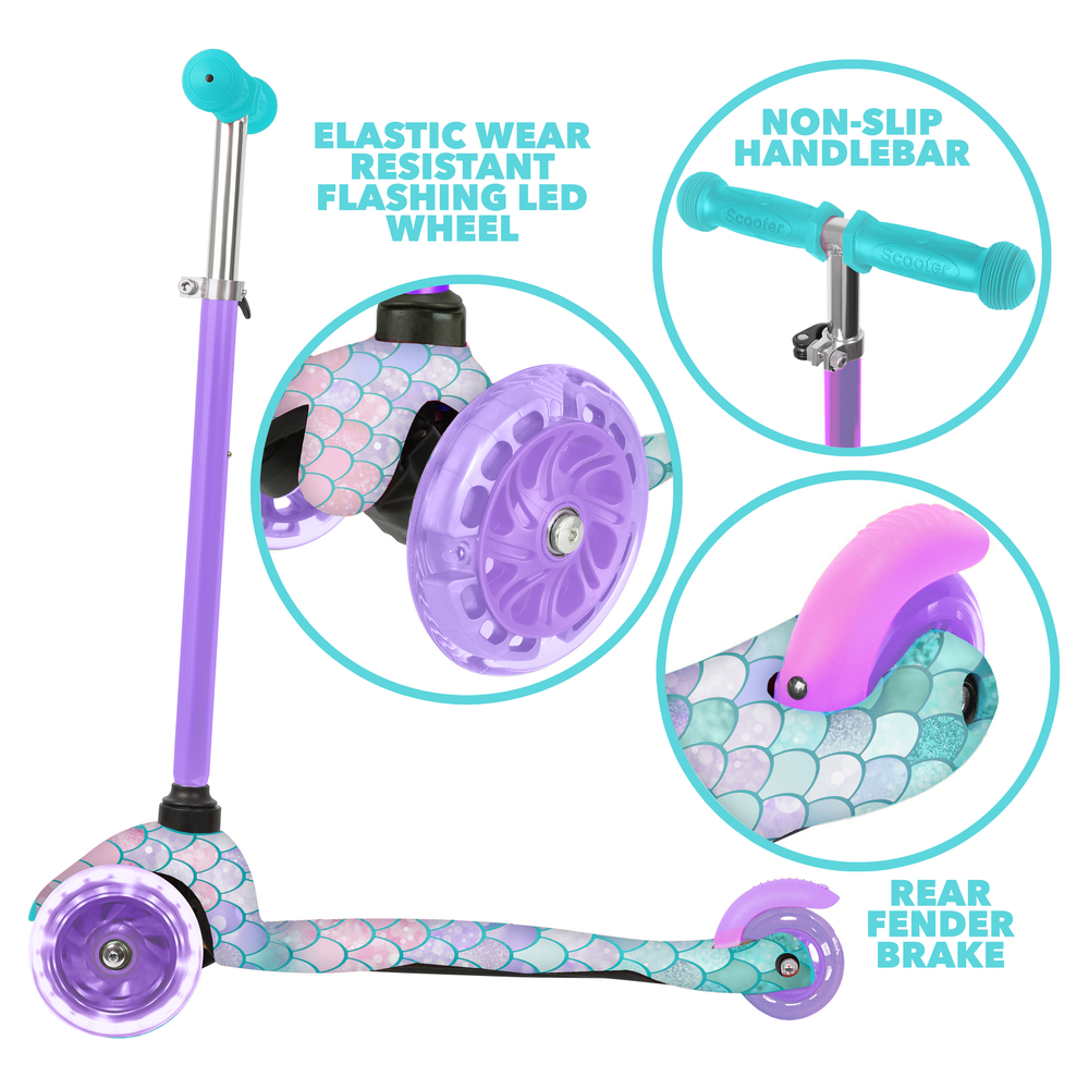 Rugged Racer Mini Deluxe 3 Wheel Scooter With LED Lights