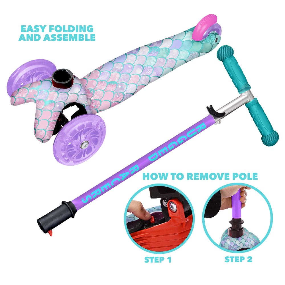 Rugged Racer Mini Deluxe 3 Wheel Scooter With LED Lights