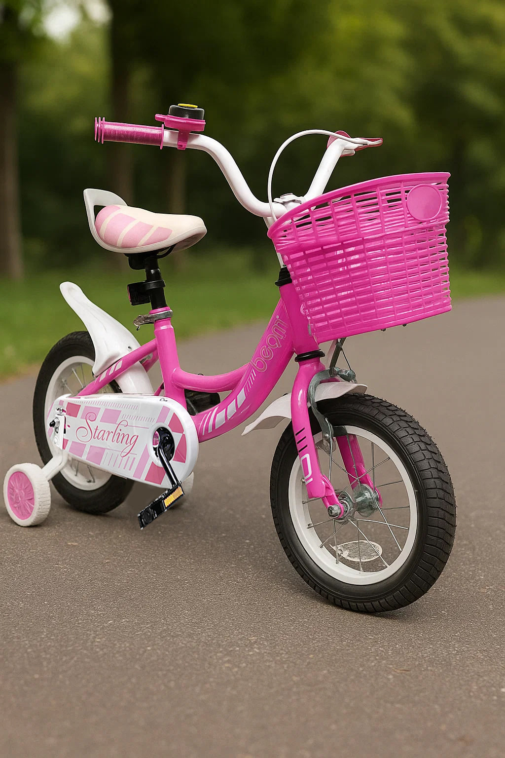 Beam Sports 12" Pink Kids Bike With Training Wheels (Ages 2-5)