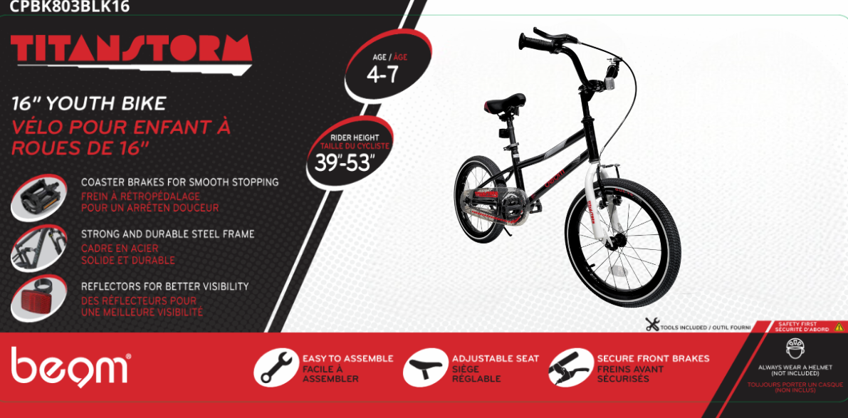 Beam Sports 16" Kids Bike (Ages 4-7)