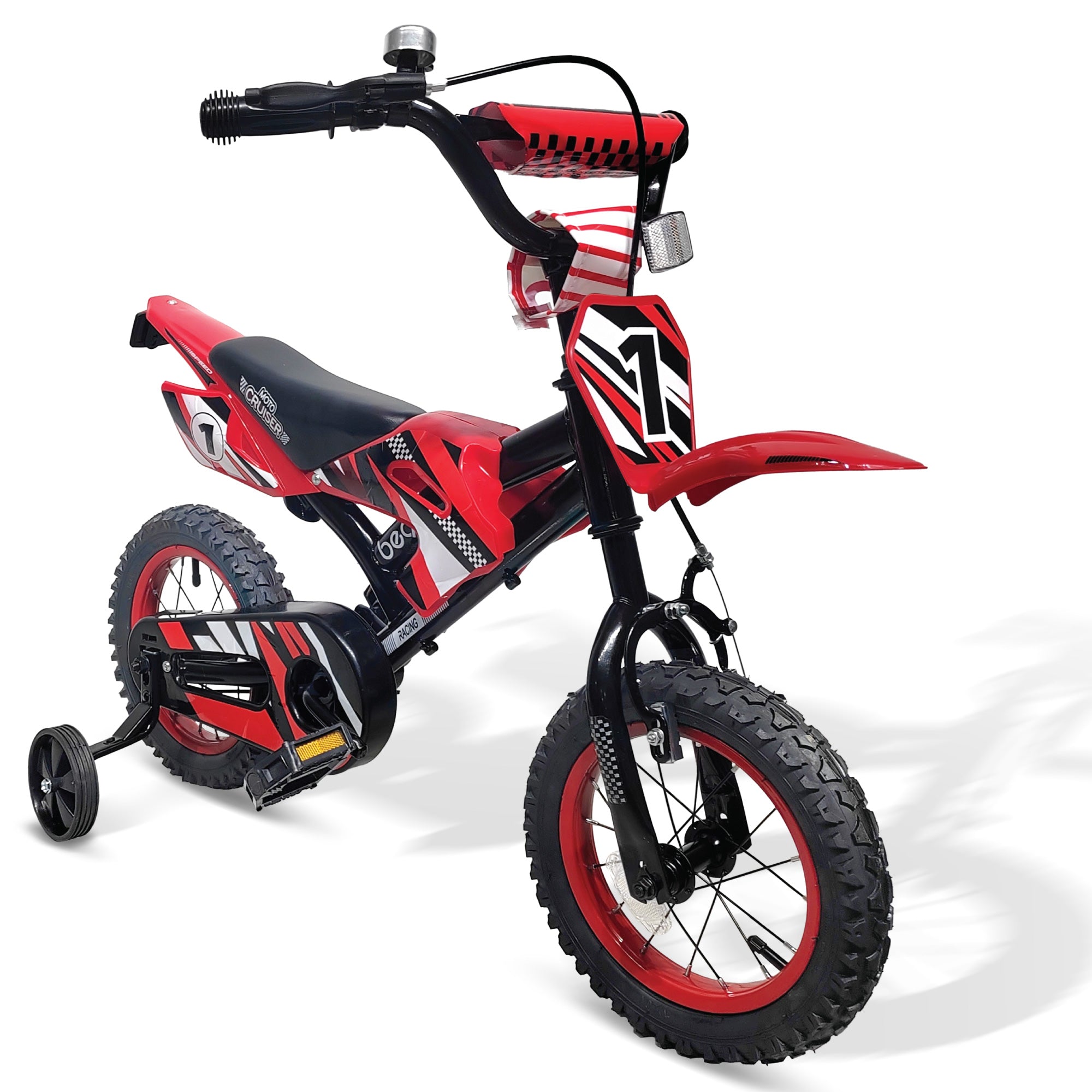Beam Sports Xtreme Motor Bike Themed 12" Kids Bike With Training Wheels (Ages 2-5)