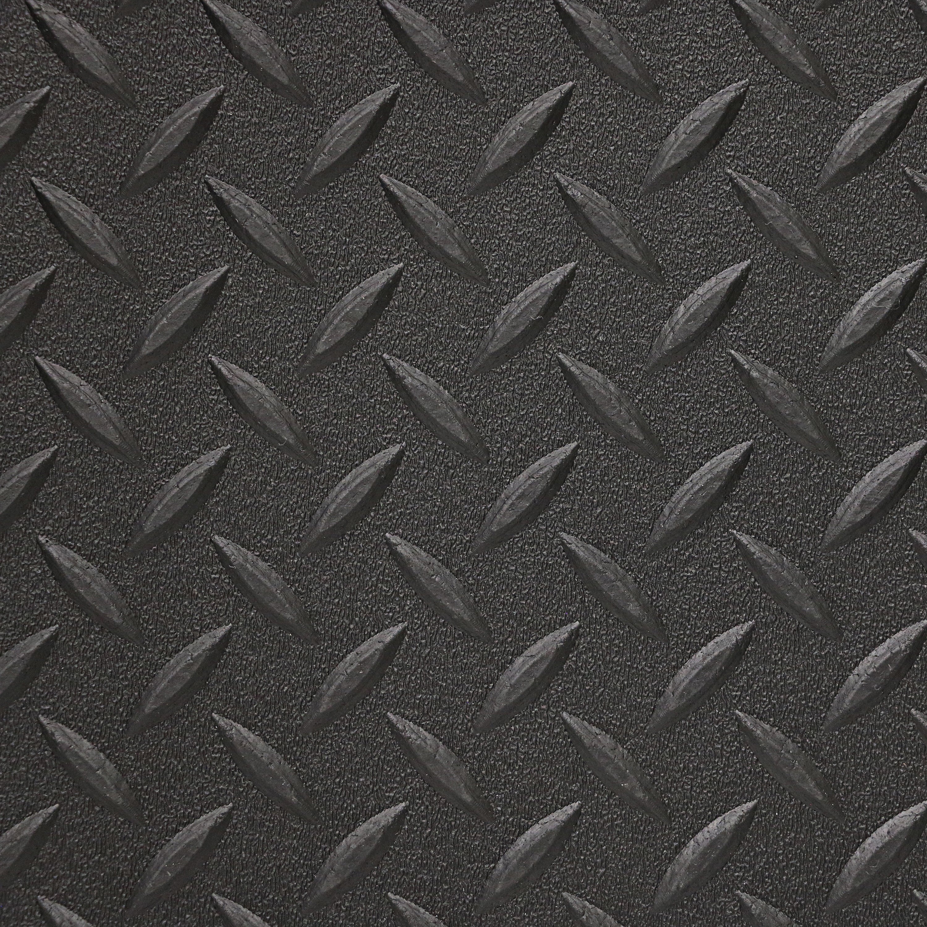 Black 3 ft. x 8 ft. 4mm Diamond Plate Rubber Floor Mat
