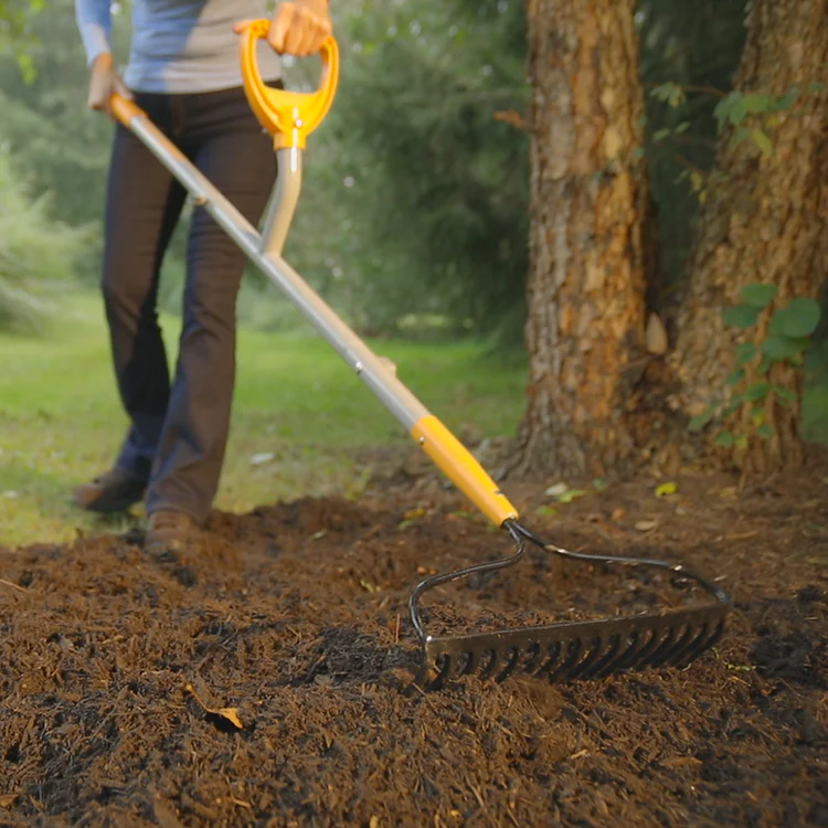 ErgieShovel 16-Tine Strain Reducing Steel Bow Rake with 54-Inch Steel Shaft