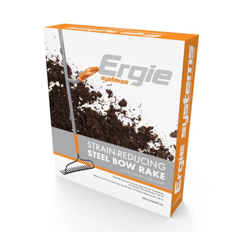 ErgieShovel 16-Tine Strain Reducing Steel Bow Rake with 54-Inch Steel Shaft