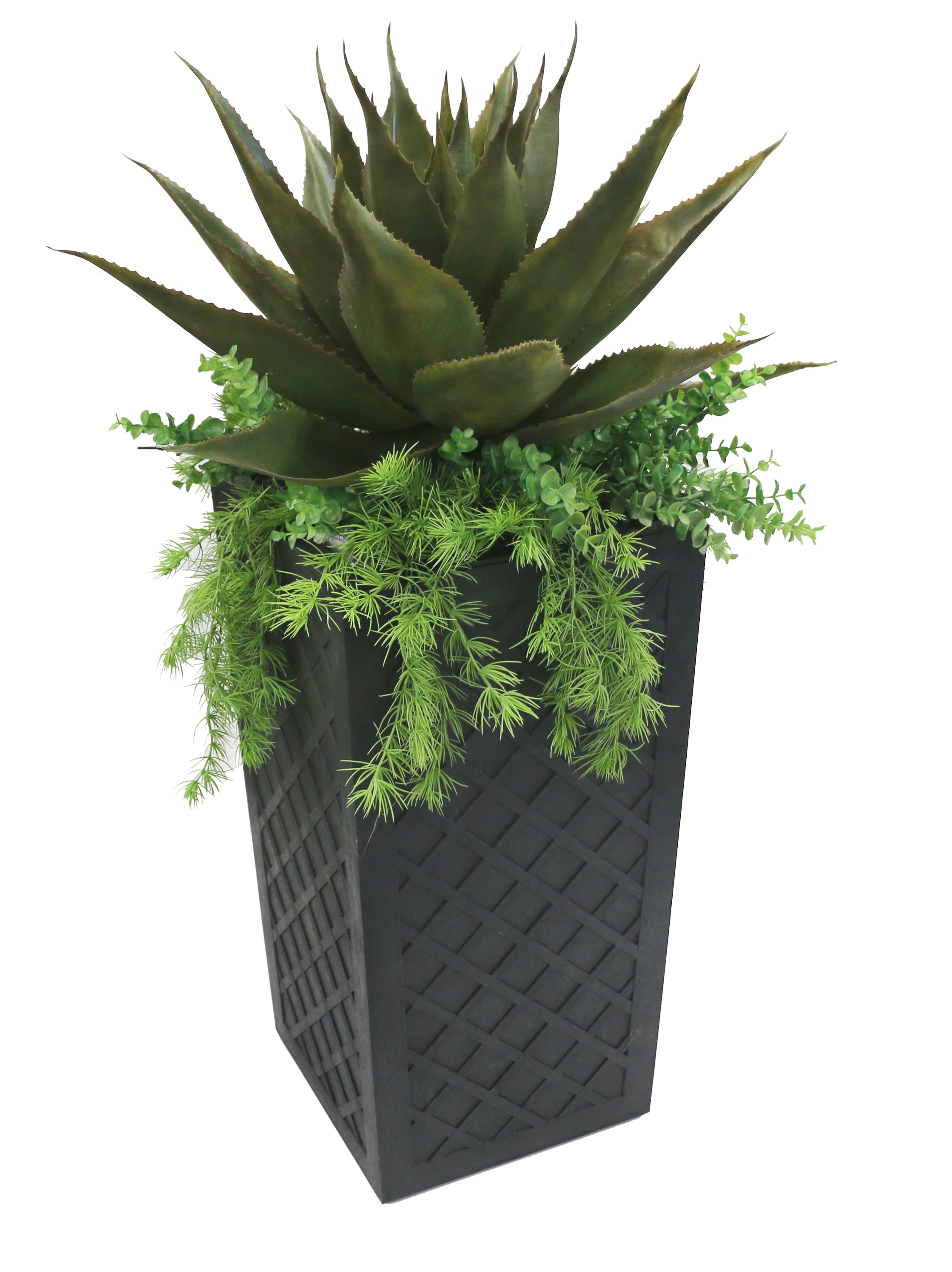 13.5" W x 26" H Citadel Lattice Planter with Artificial Agave