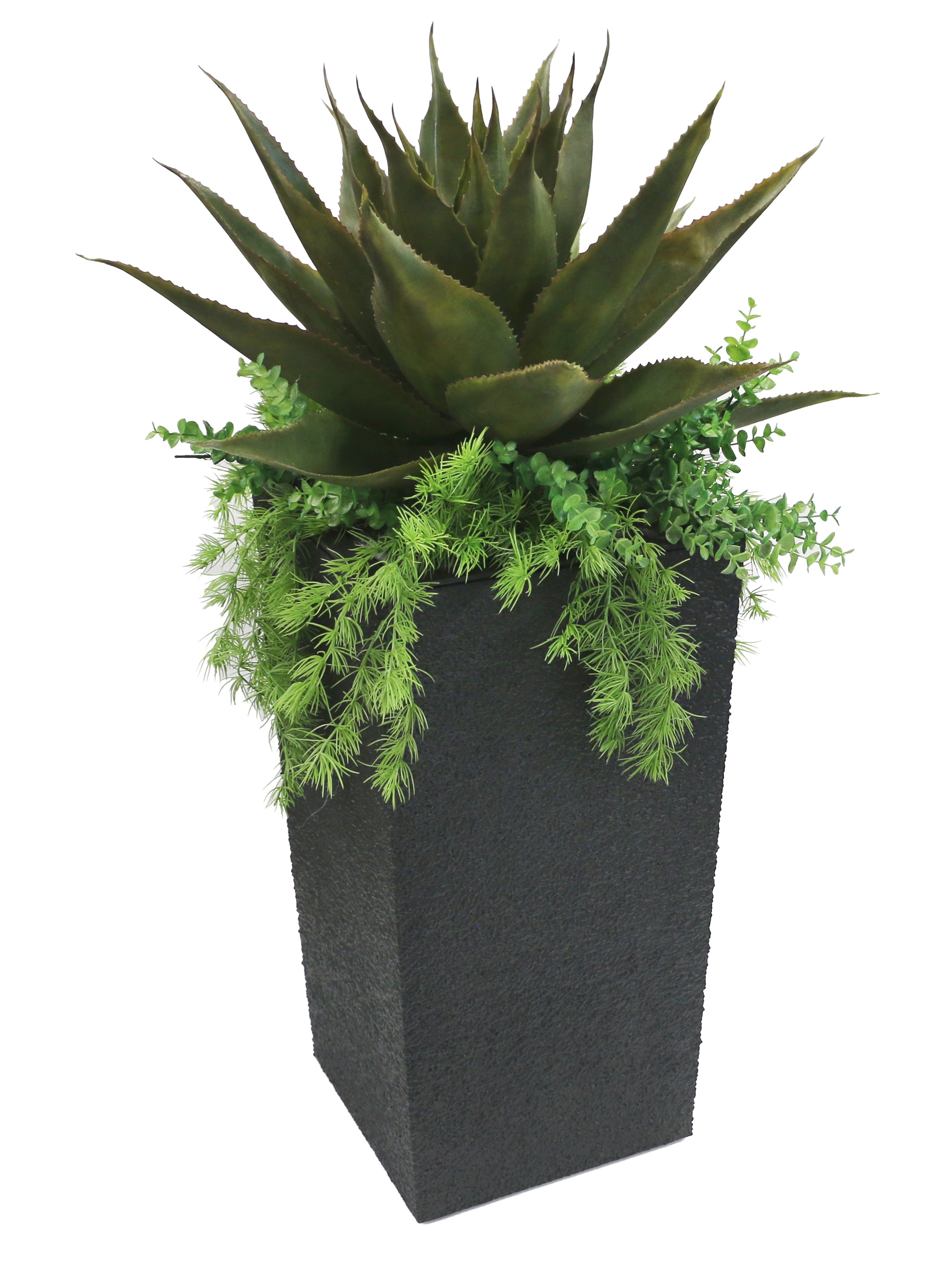 13.5" W x 26" H Citadel Stucco Planter with Artificial Agave