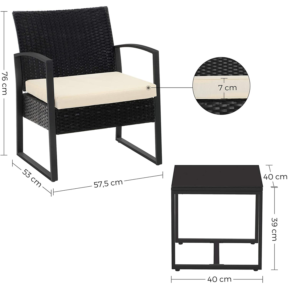 Boutique Home 3-Piece Bistro Outdoor Patio Furniture Set
