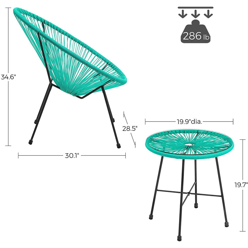 Songmics 3-Piece Acapulco Patio Furniture Set