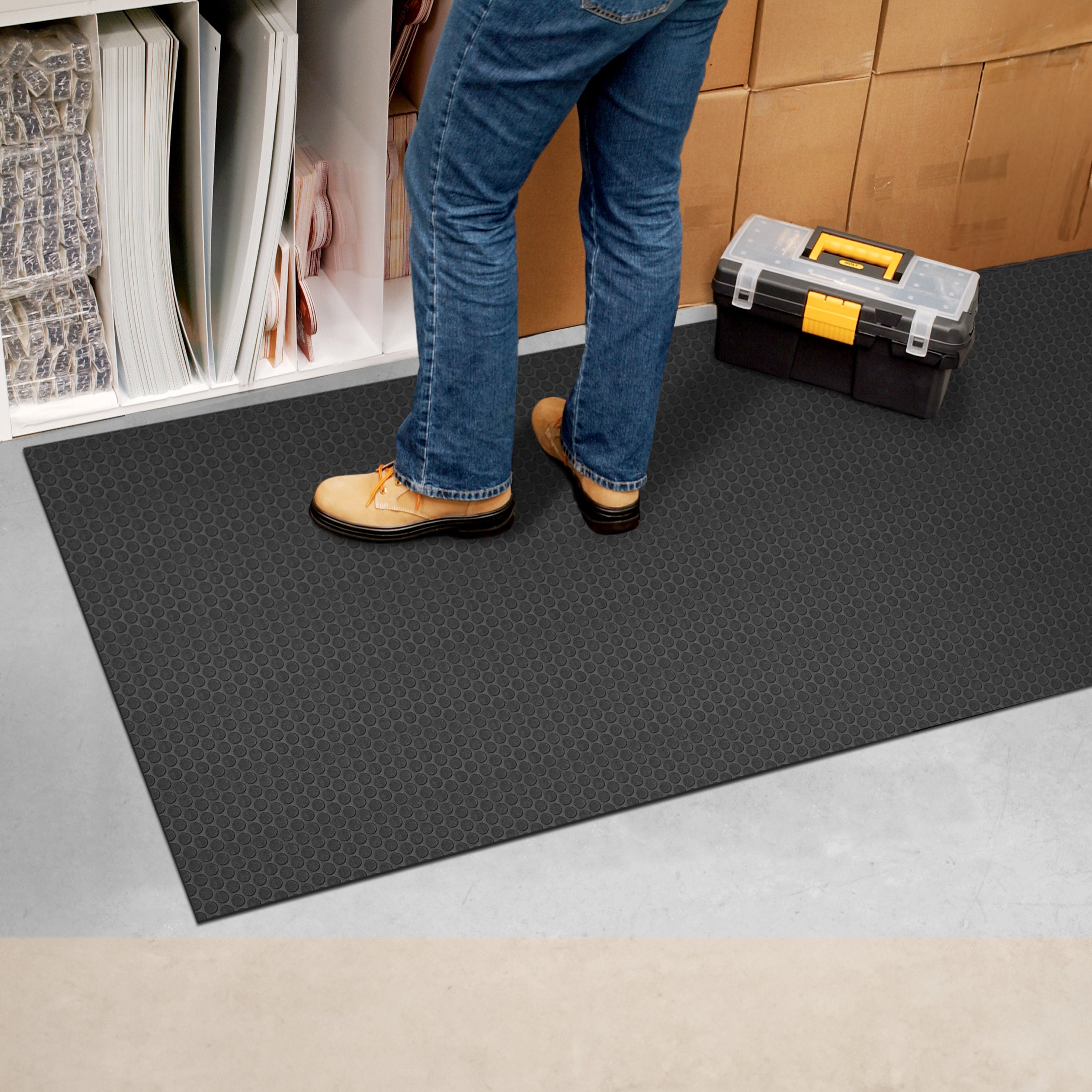 Black 3 ft. x 8 ft. 4mm Rondell Rubber Floor Mat