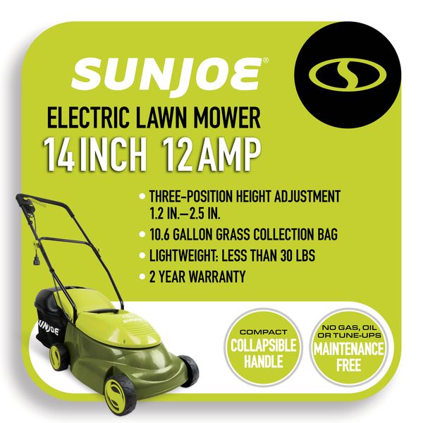 Sun Joe 14-inch 12 Amp Corded Electric Walk-Behind Lawn Mower