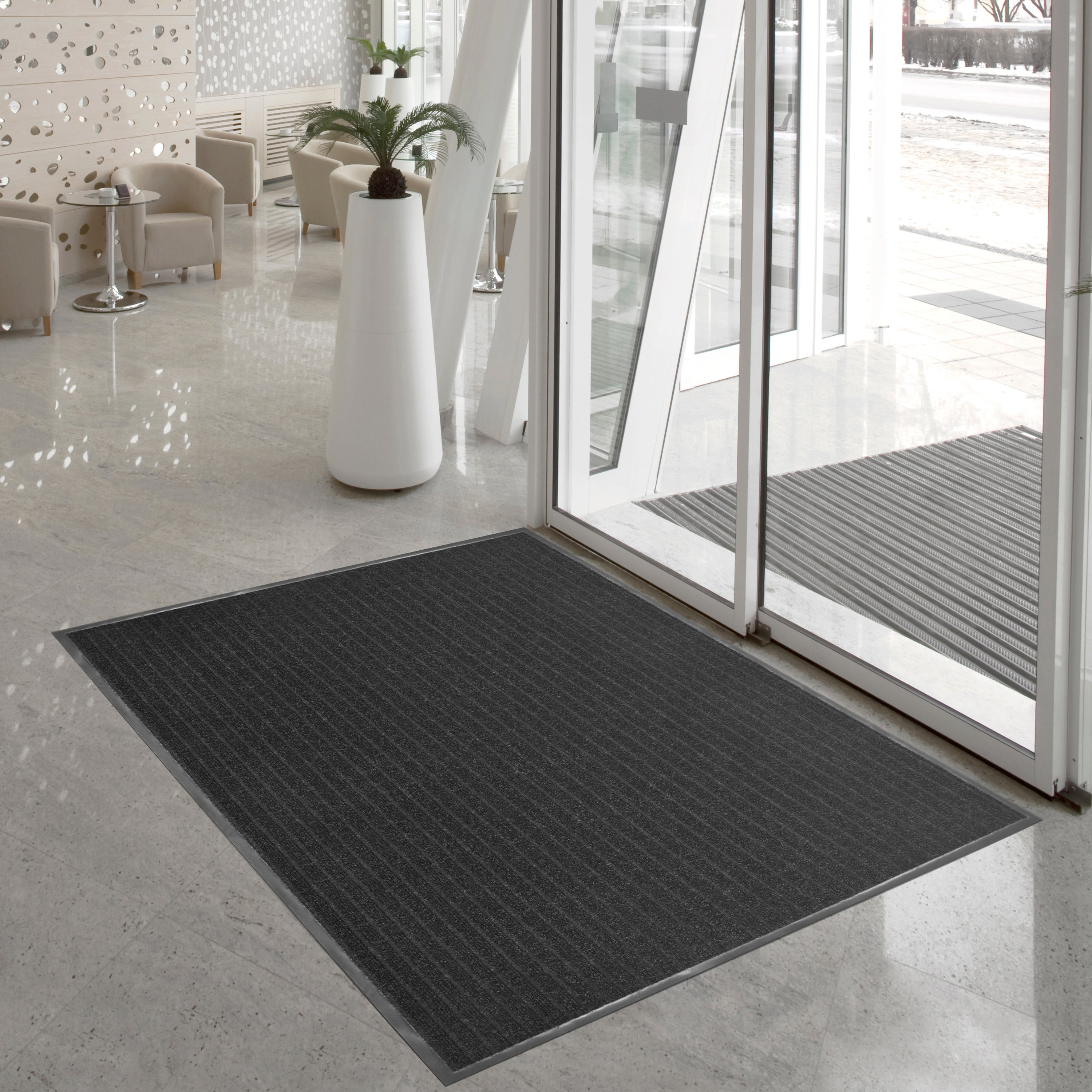 Multy Home 4'x6' Atlas Heavy Duty Needlepunch Mat Charcoal