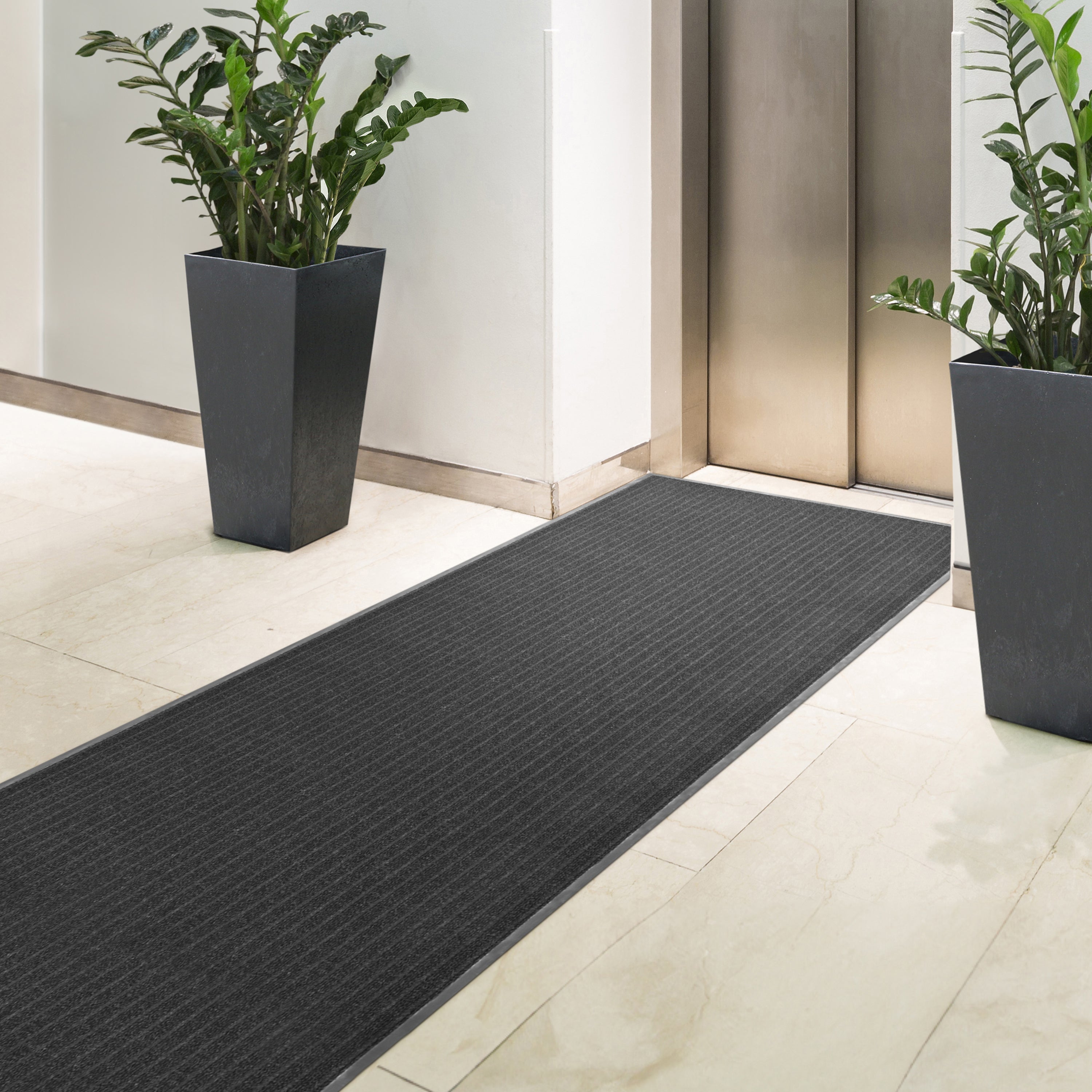 Multy Home 3'x8' Atlas Heavy Duty Needlepunch Mat Charcoal